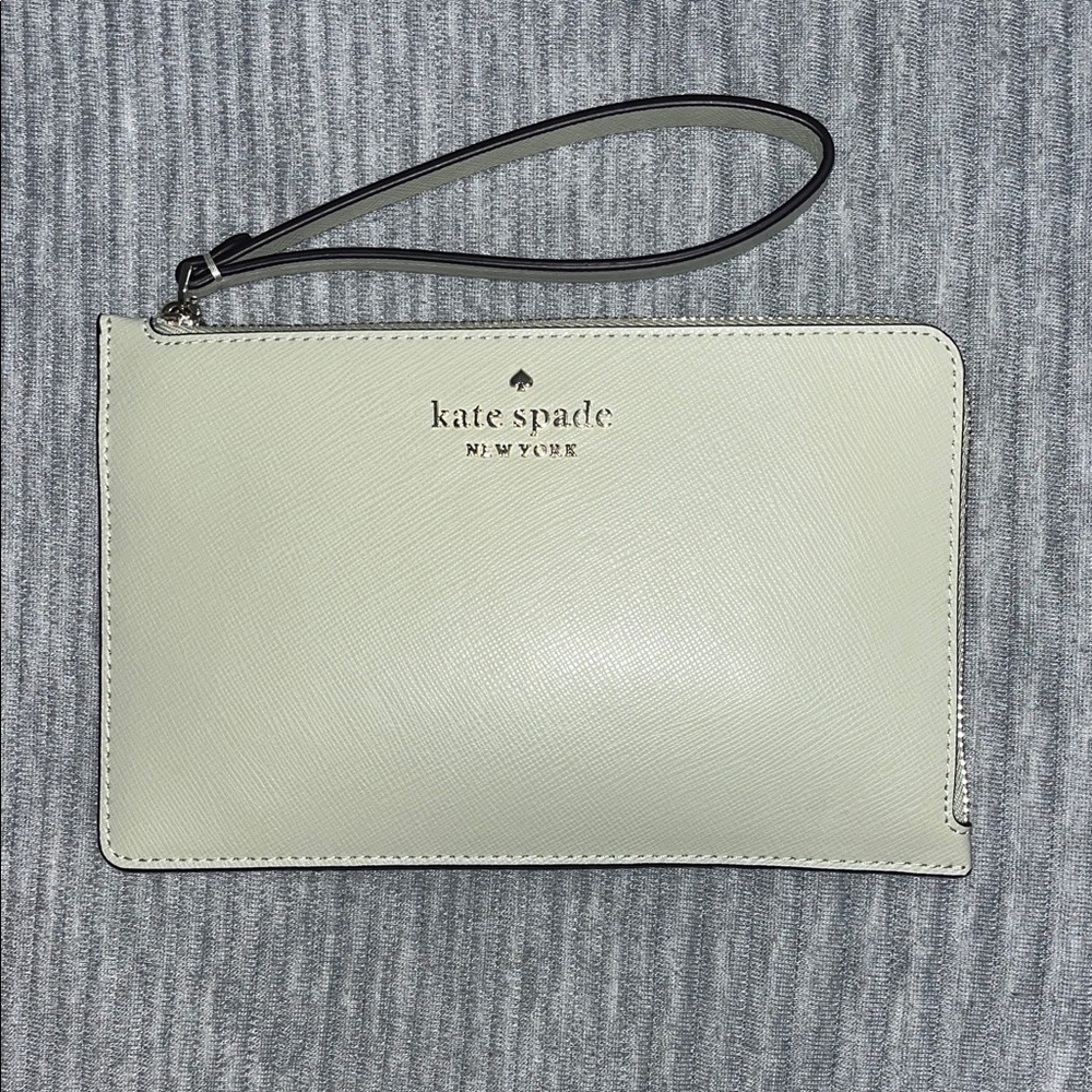 Kate Spade light green corner zip wristlet